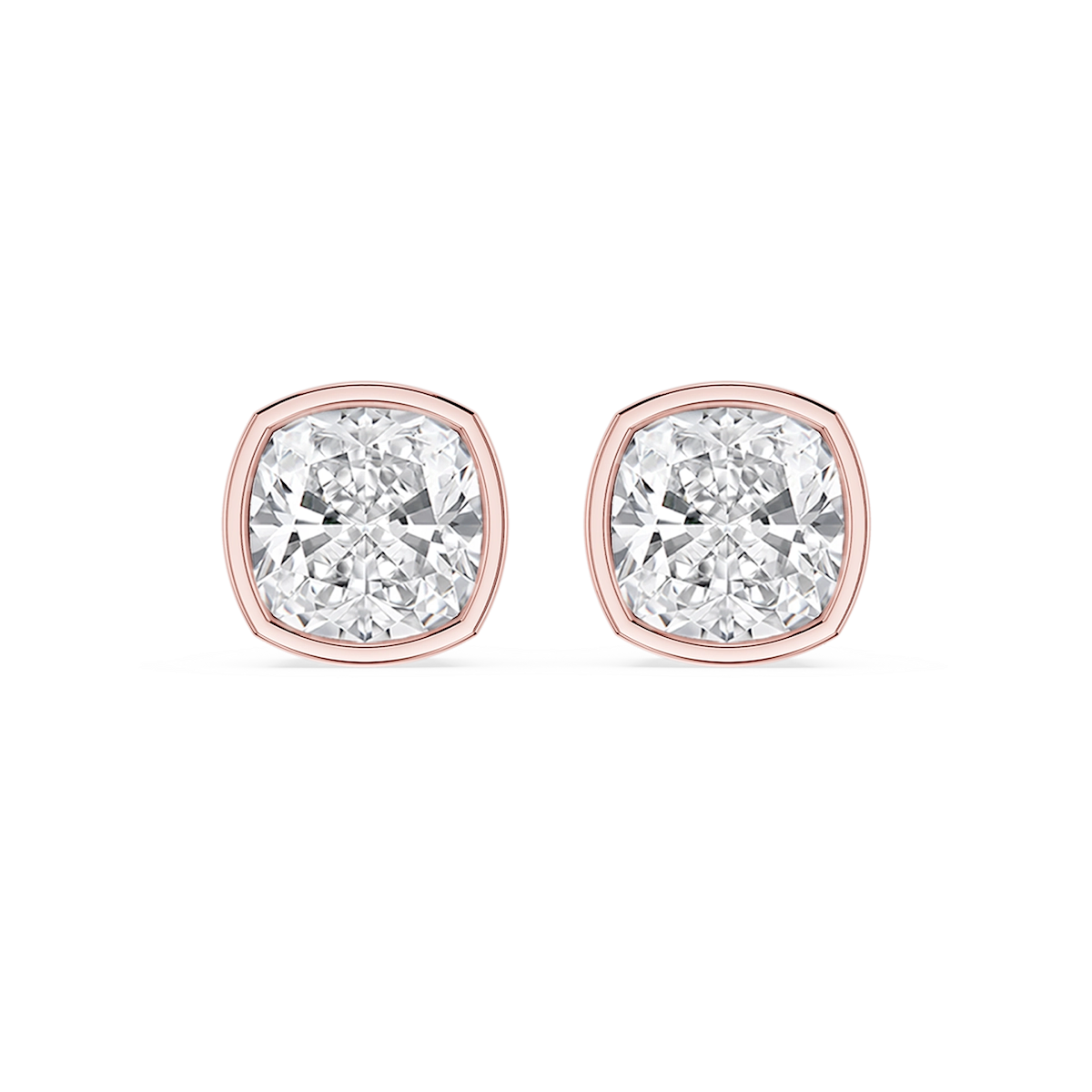 Cushion Lab Grown Diamond Bezel Set Certified Stud Earrings