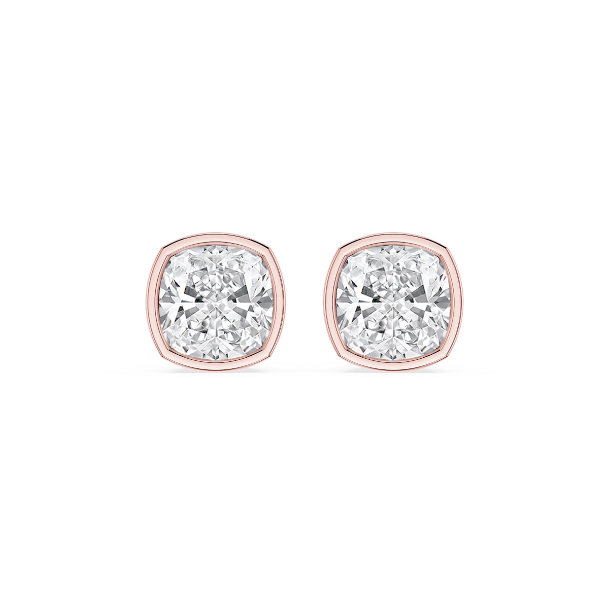 Cushion Lab Grown Diamond Bezel Set Certified Stud Earrings