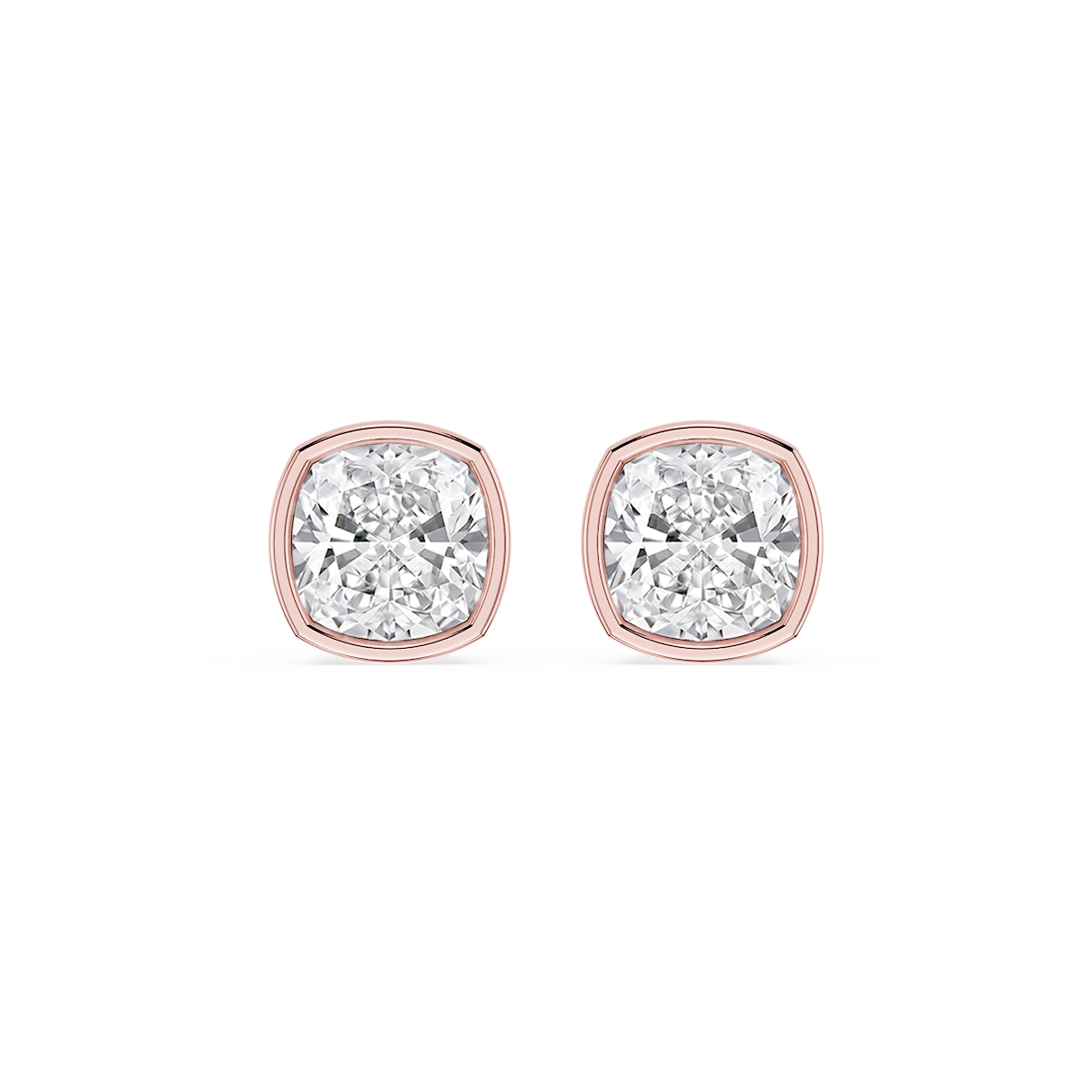 Cushion Lab Grown Diamond Bezel Set Certified Stud Earrings