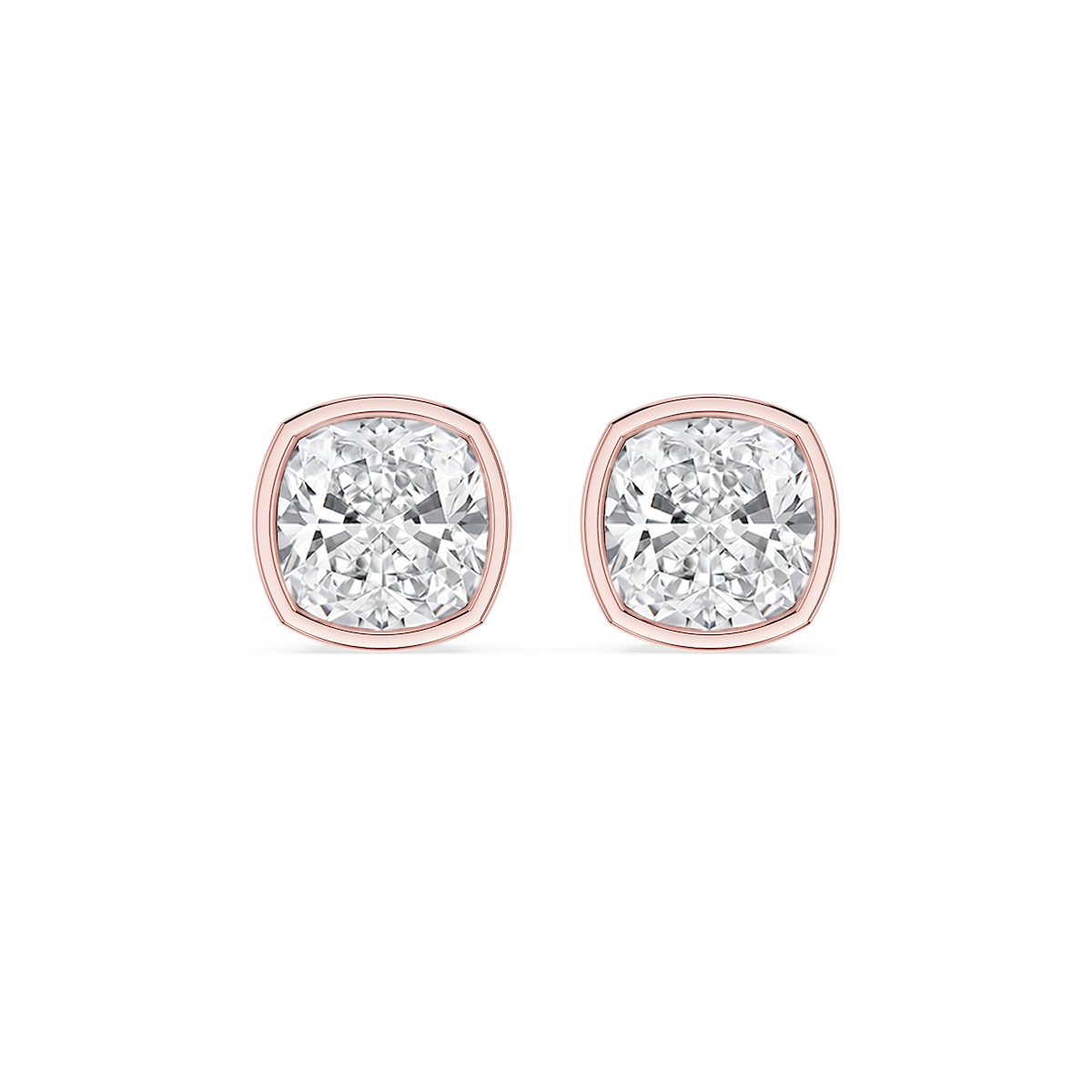 Cushion Lab Grown Diamond Bezel Set Certified Stud Earrings