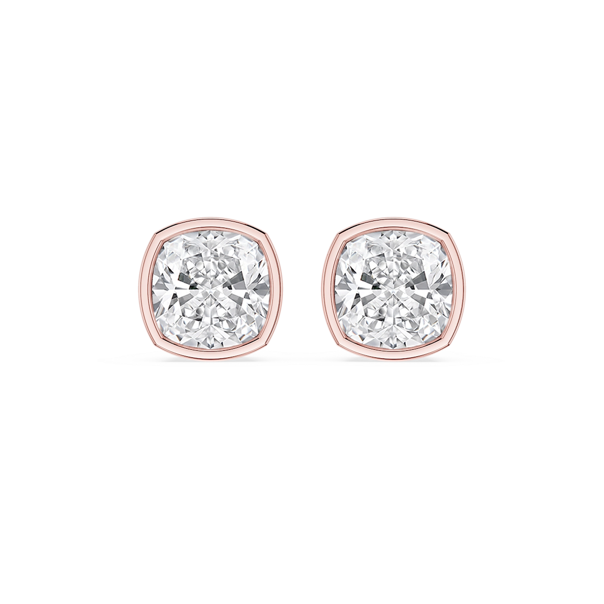 Cushion Lab Grown Diamond Bezel Set Certified Stud Earrings
