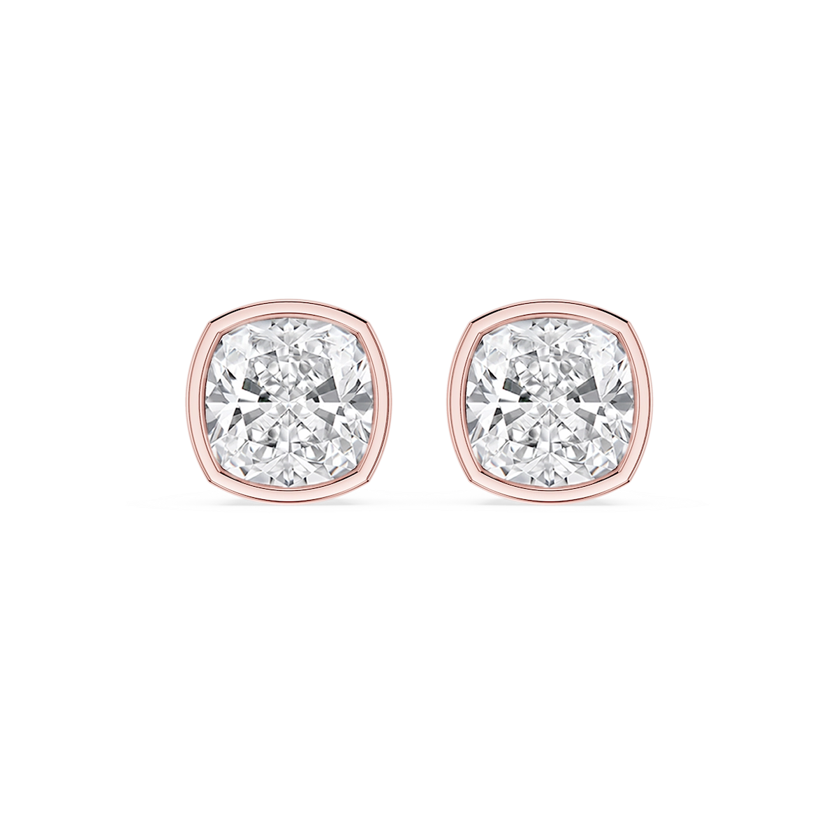 Cushion Lab Grown Diamond Bezel Set Certified Stud Earrings