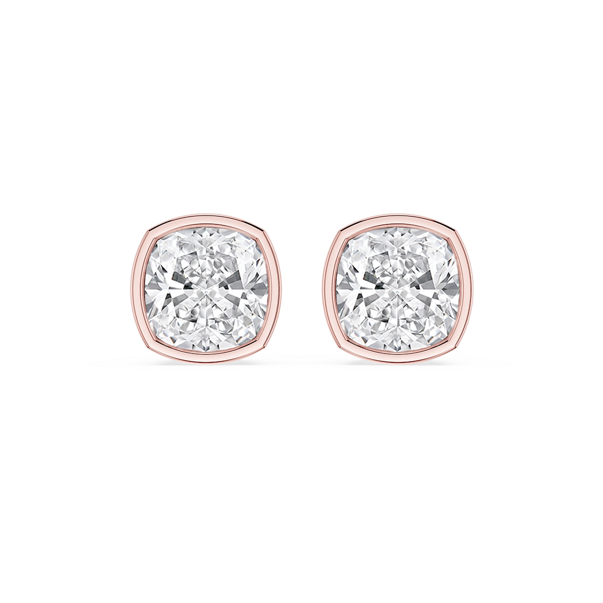 Cushion Lab Grown Diamond Bezel Set Certified Stud Earrings