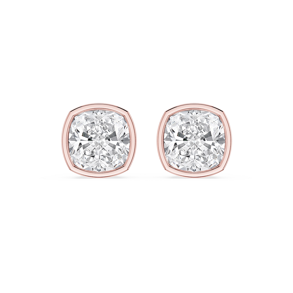 Cushion Lab Grown Diamond Bezel Set Certified Stud Earrings