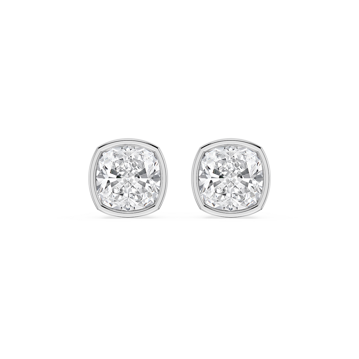 Cushion Lab Grown Diamond Bezel Set Certified Stud Earrings
