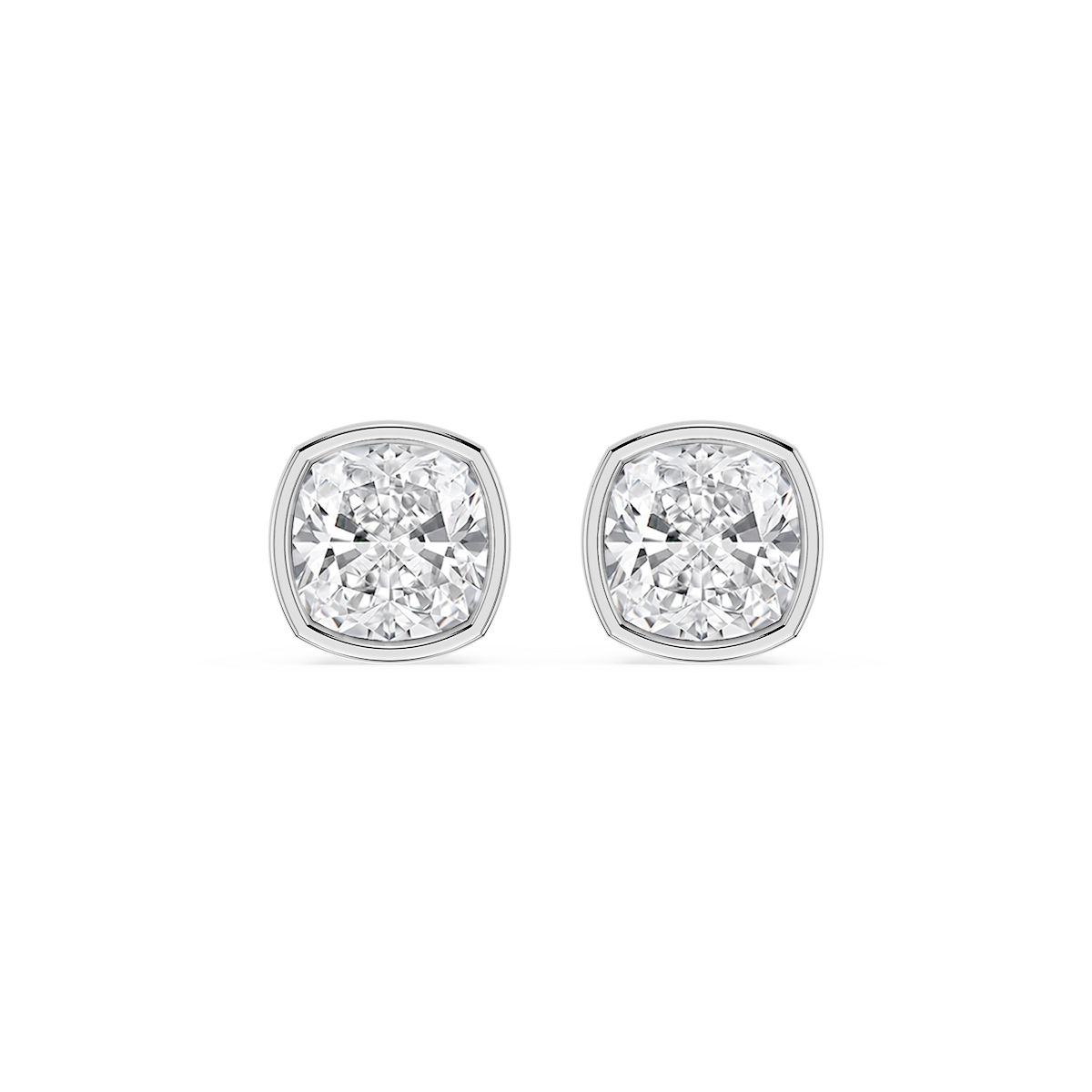 Cushion Lab Grown Diamond Bezel Set Certified Stud Earrings