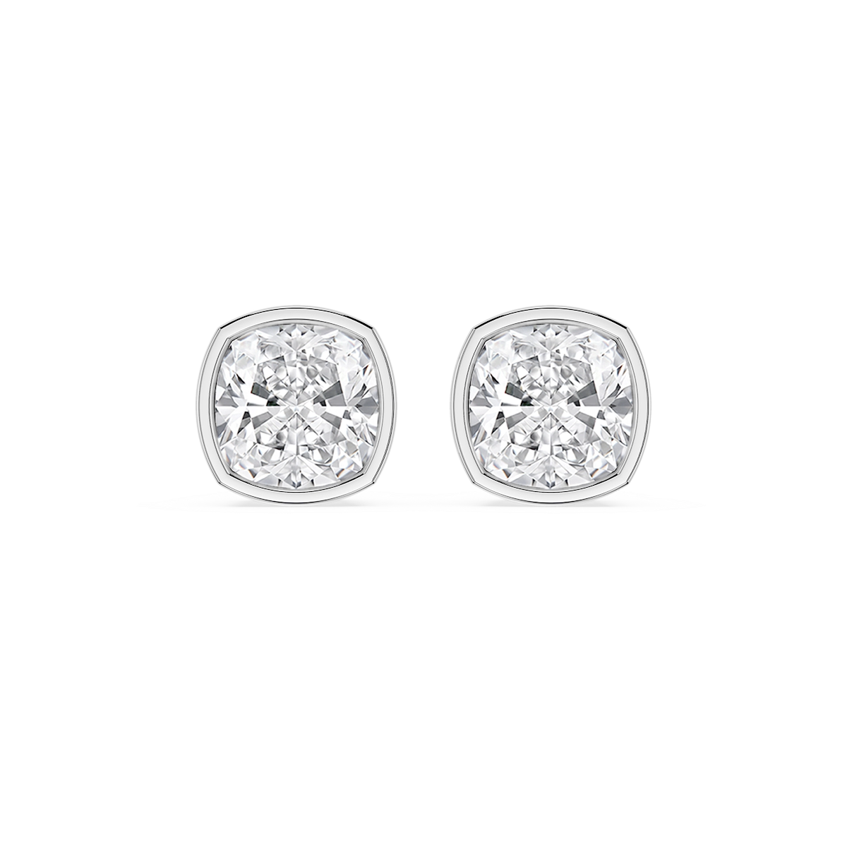Cushion Lab Grown Diamond Bezel Set Certified Stud Earrings