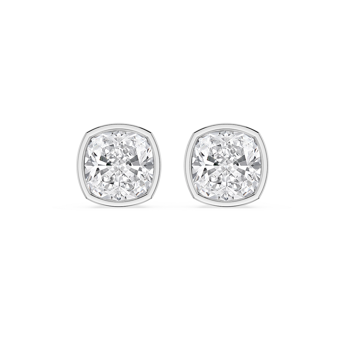 Cushion Lab Grown Diamond Bezel Set Certified Stud Earrings