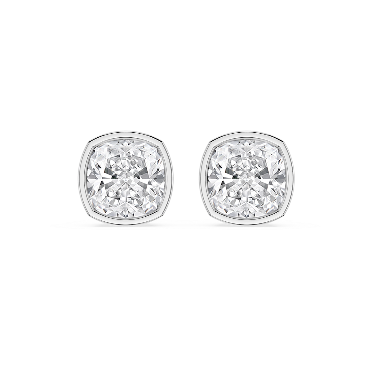 Cushion Lab Grown Diamond Bezel Set Certified Stud Earrings