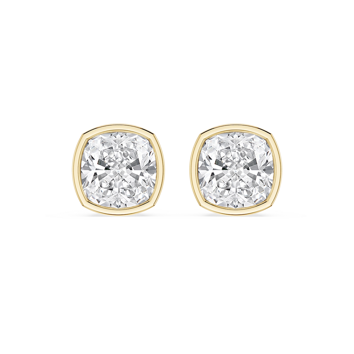 Cushion Lab Grown Diamond Bezel Set Certified Stud Earrings