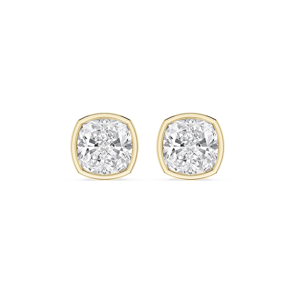 Cushion Lab Grown Diamond Bezel Set Certified Stud Earrings