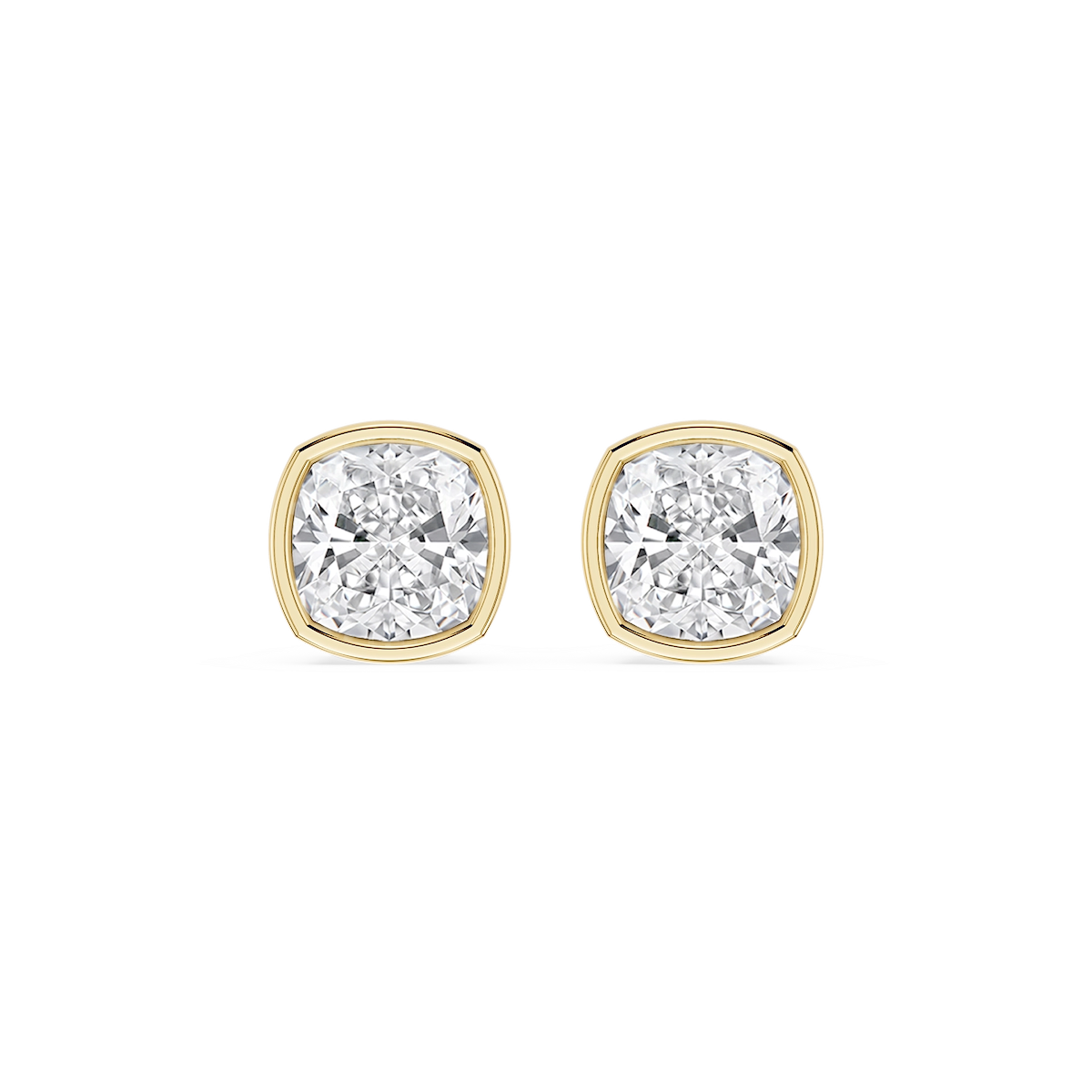 Cushion Lab Grown Diamond Bezel Set Certified Stud Earrings