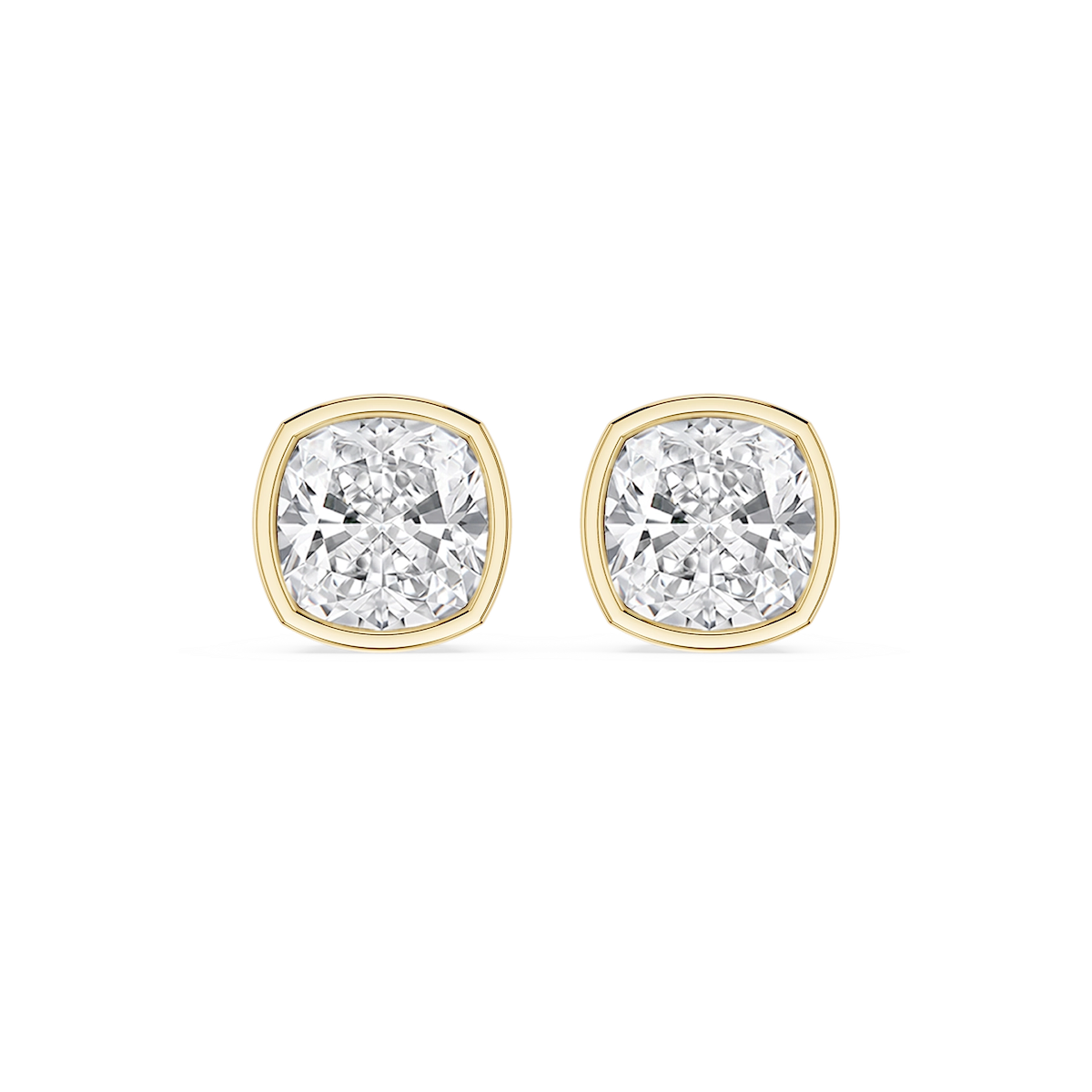 Cushion Lab Grown Diamond Bezel Set Certified Stud Earrings