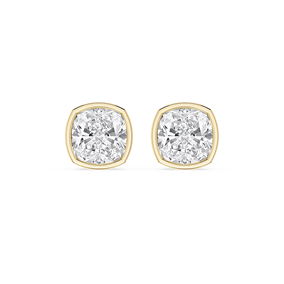 Cushion Lab Grown Diamond Bezel Set Certified Stud Earrings