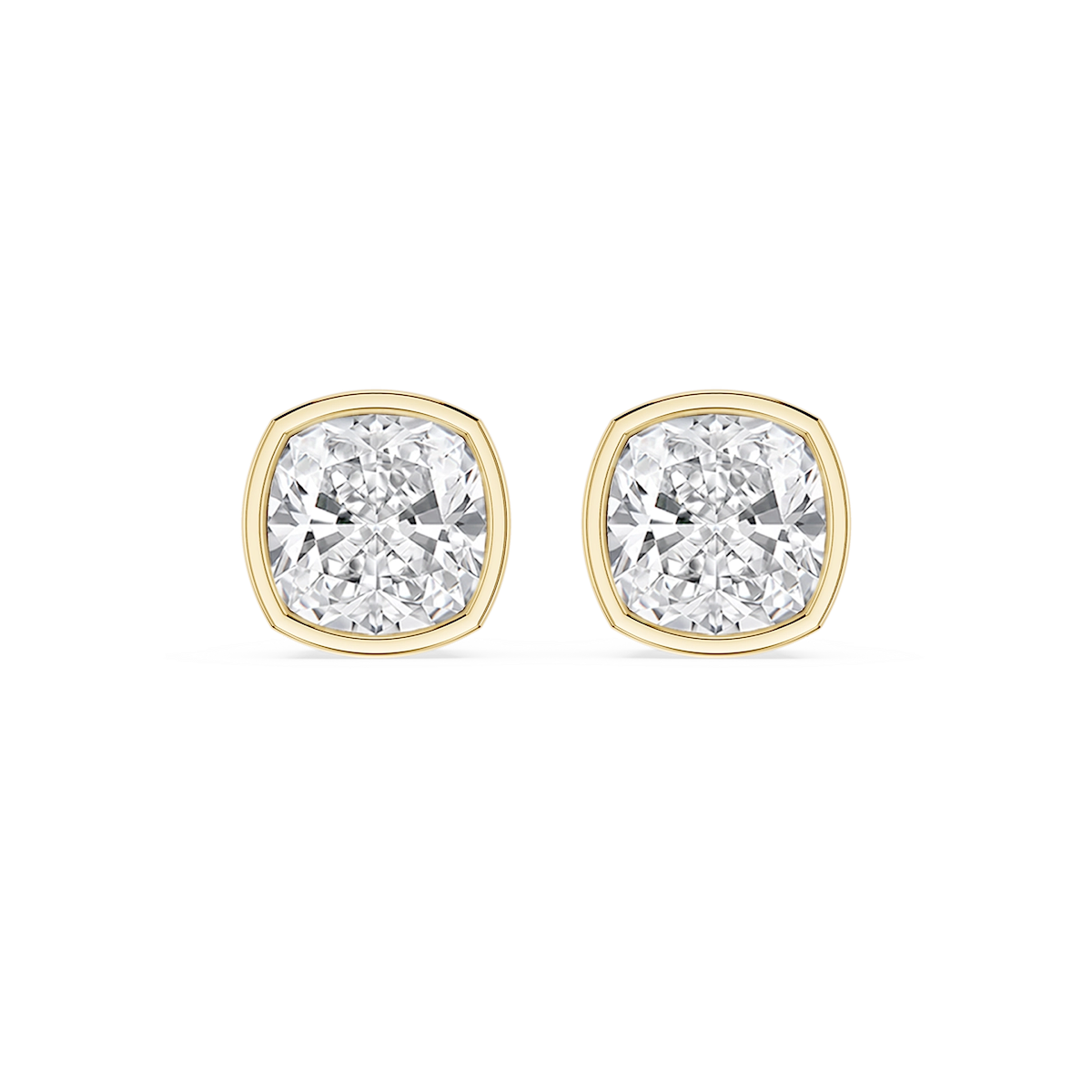 Cushion Lab Grown Diamond Bezel Set Certified Stud Earrings
