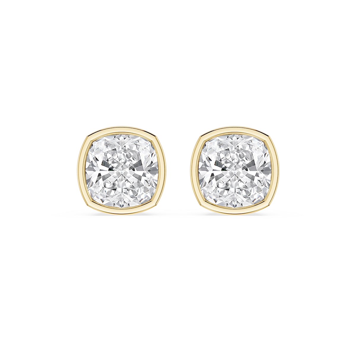 Cushion Lab Grown Diamond Bezel Set Certified Stud Earrings