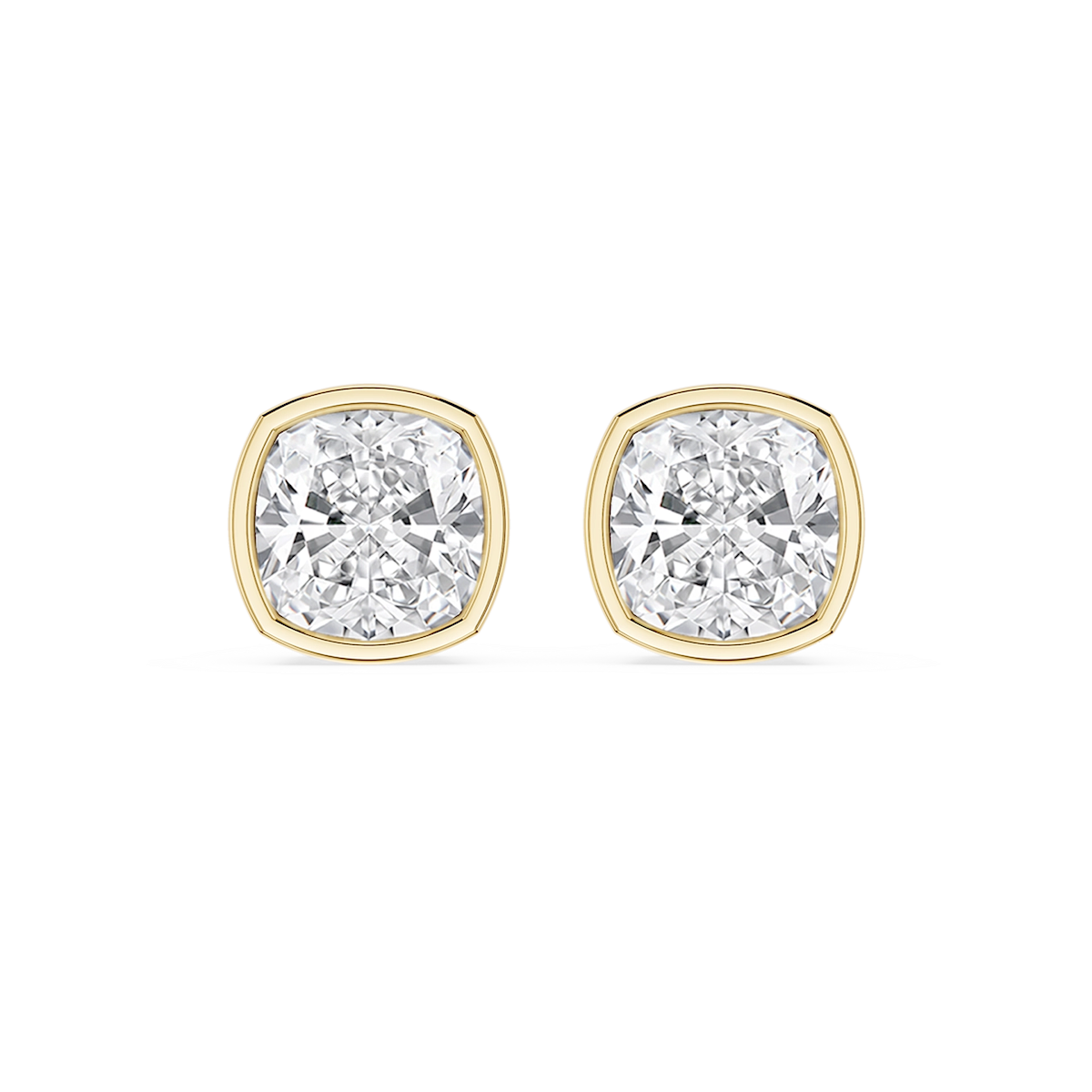 Cushion Lab Grown Diamond Bezel Set Certified Stud Earrings