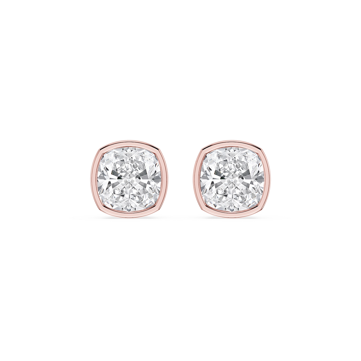 Cushion Lab Grown Diamond Bezel Set Stud Earrings