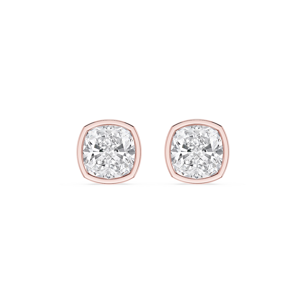 Cushion Lab Grown Diamond Bezel Set Stud Earrings