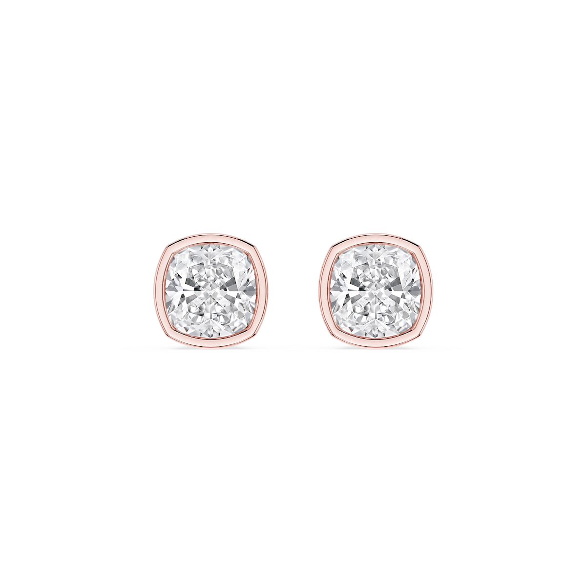 Cushion Lab Grown Diamond Bezel Set Stud Earrings