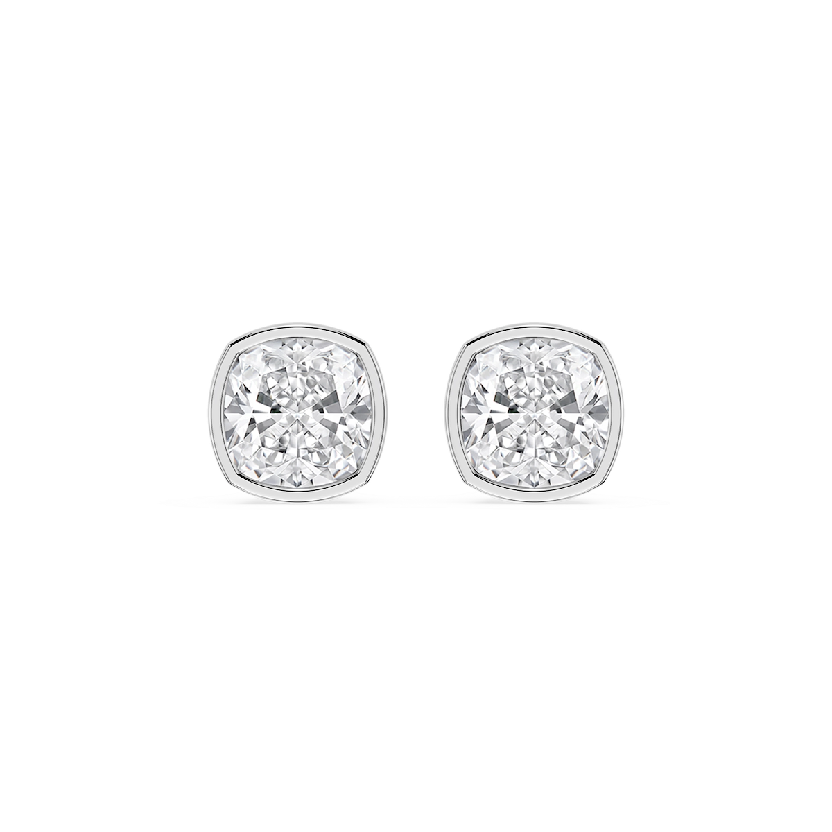 Cushion Lab Grown Diamond Bezel Set Stud Earrings