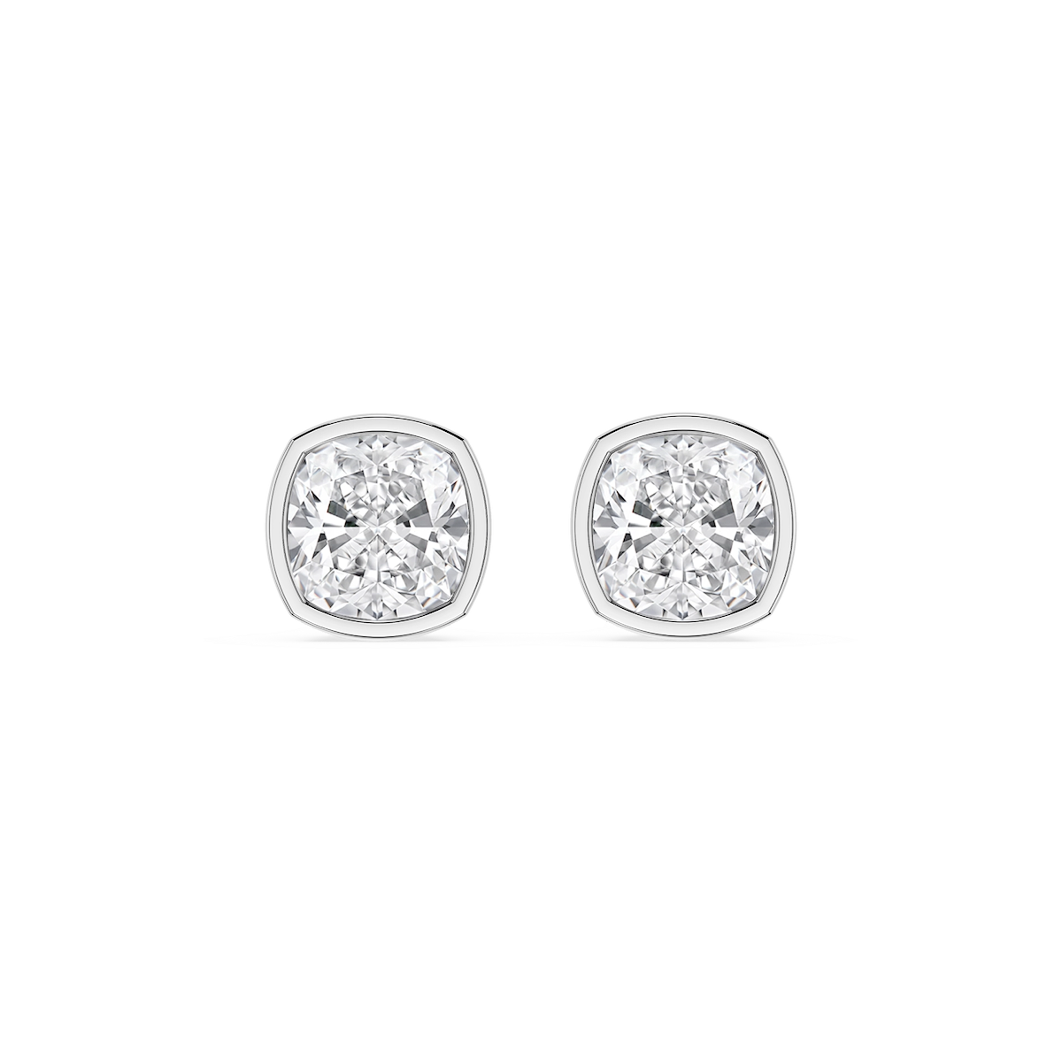 Cushion Lab Grown Diamond Bezel Set Stud Earrings