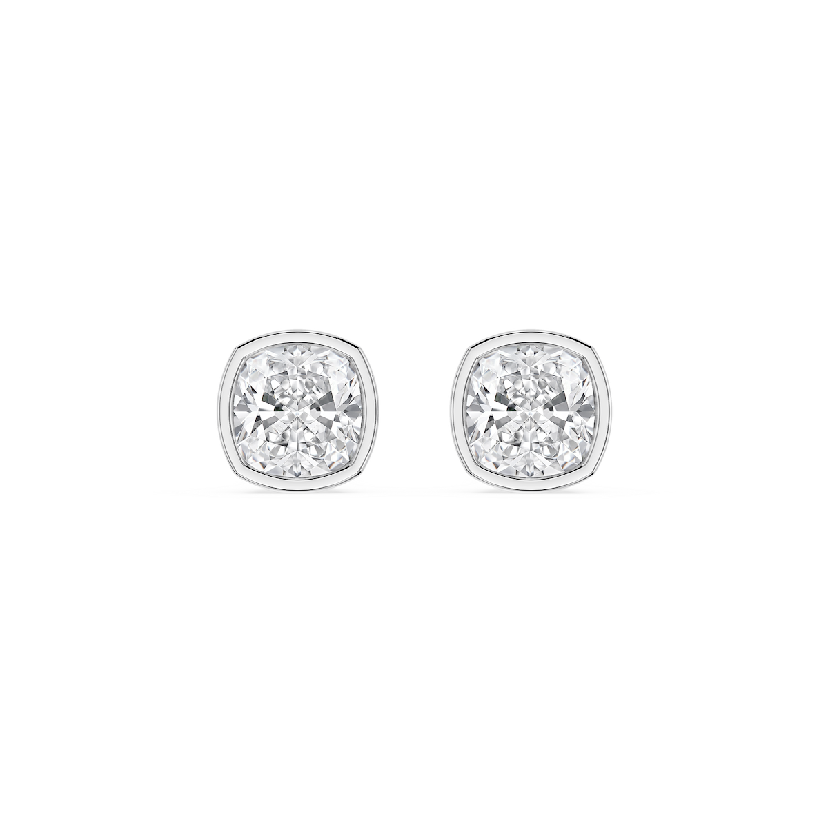 Cushion Lab Grown Diamond Bezel Set Stud Earrings