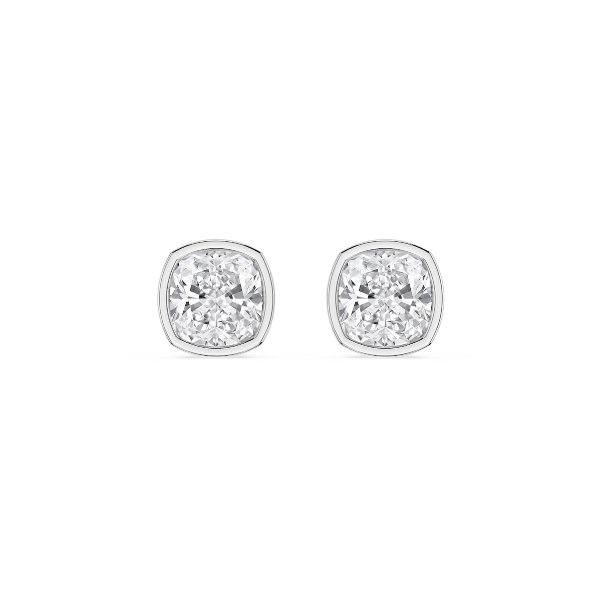 Cushion Lab Grown Diamond Bezel Set Stud Earrings