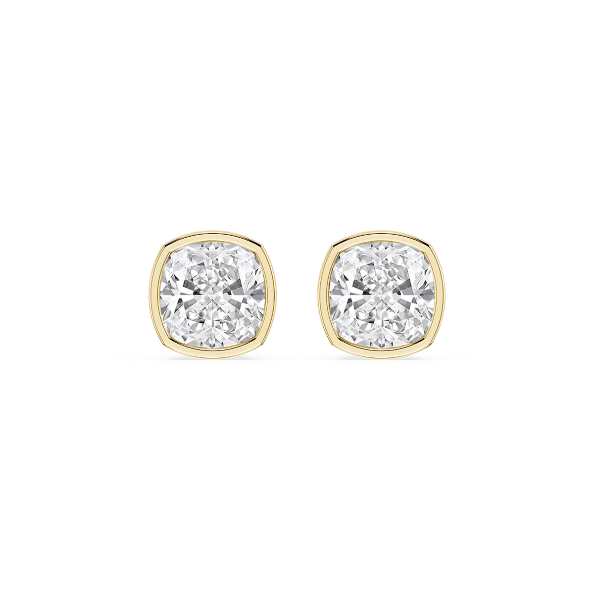 Cushion Lab Grown Diamond Bezel Set Stud Earrings