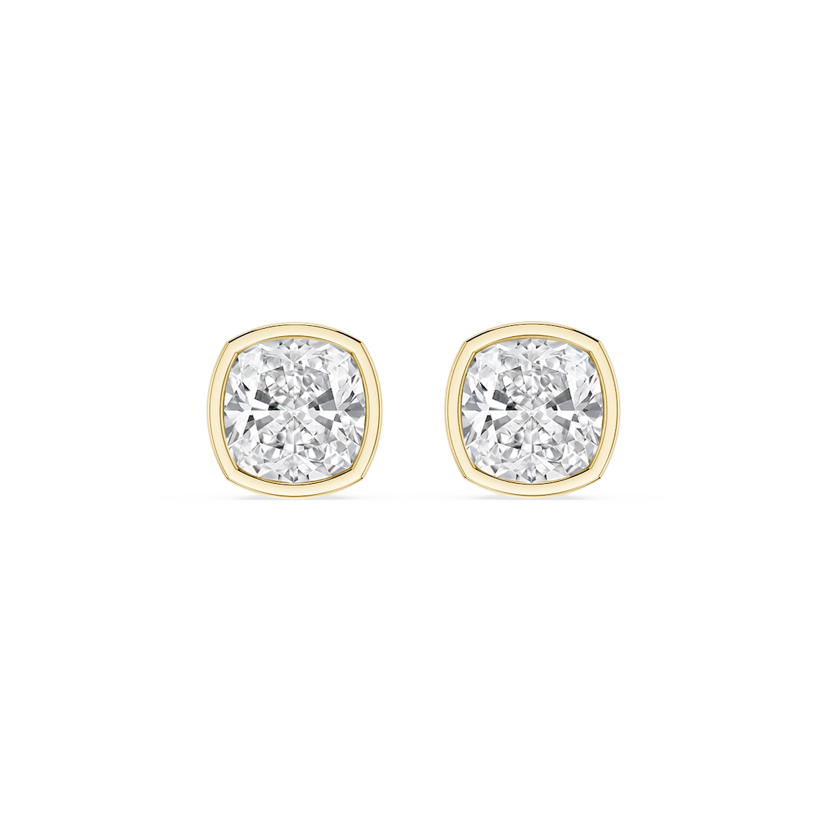 Cushion Lab Grown Diamond Bezel Set Stud Earrings