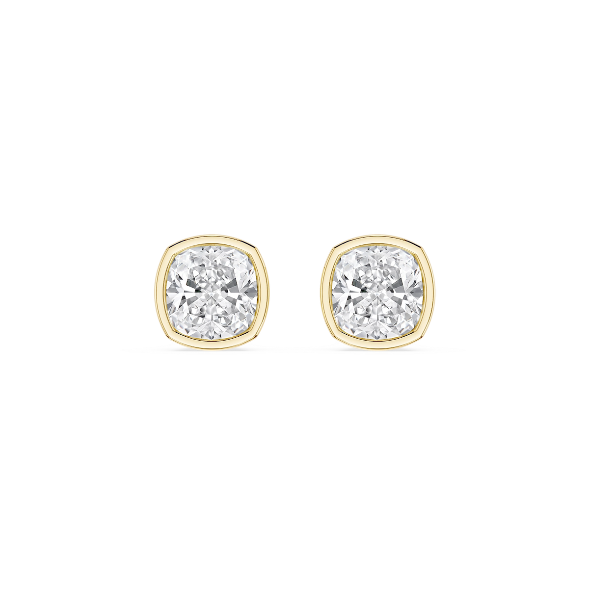Cushion Lab Grown Diamond Bezel Set Stud Earrings