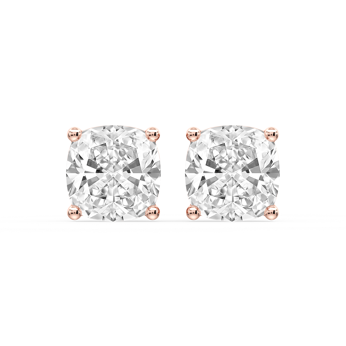 Cushion Certified Lab Grown Diamond Classic Four Prong Guardian Back Stud Earrings