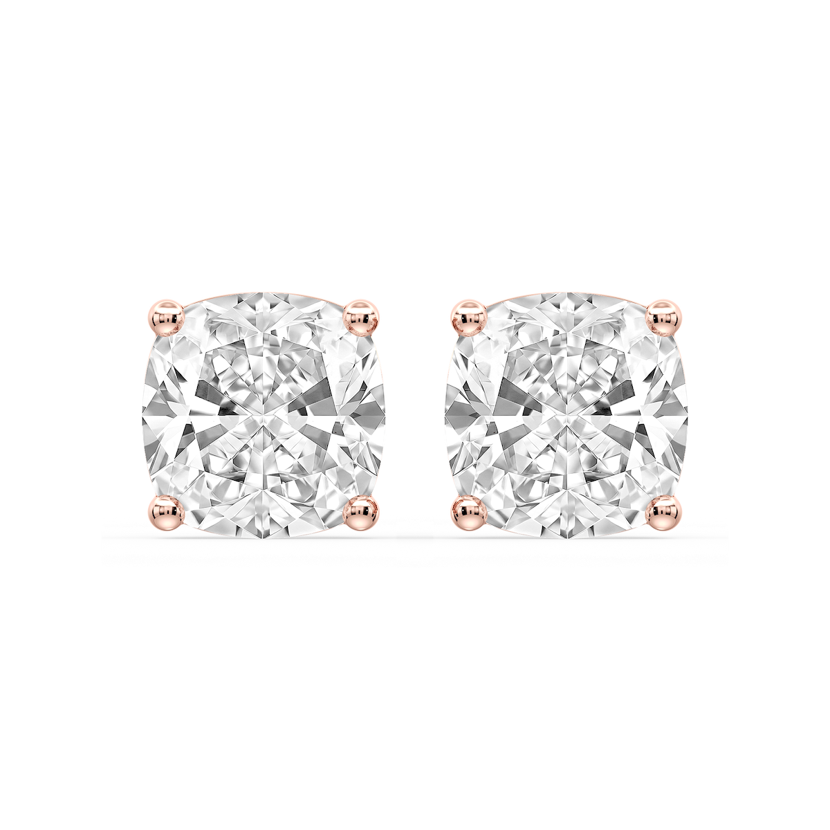 Cushion Certified Lab Grown Diamond Classic Four Prong Guardian Back Stud Earrings