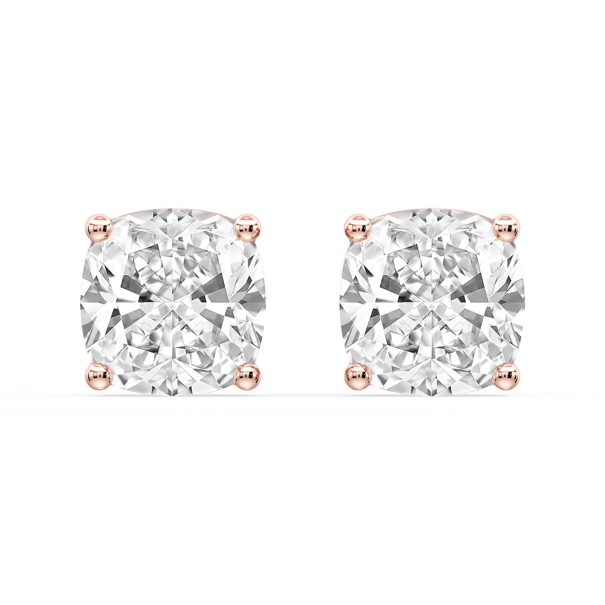 Cushion Certified Lab Grown Diamond Classic Four Prong Guardian Back Stud Earrings