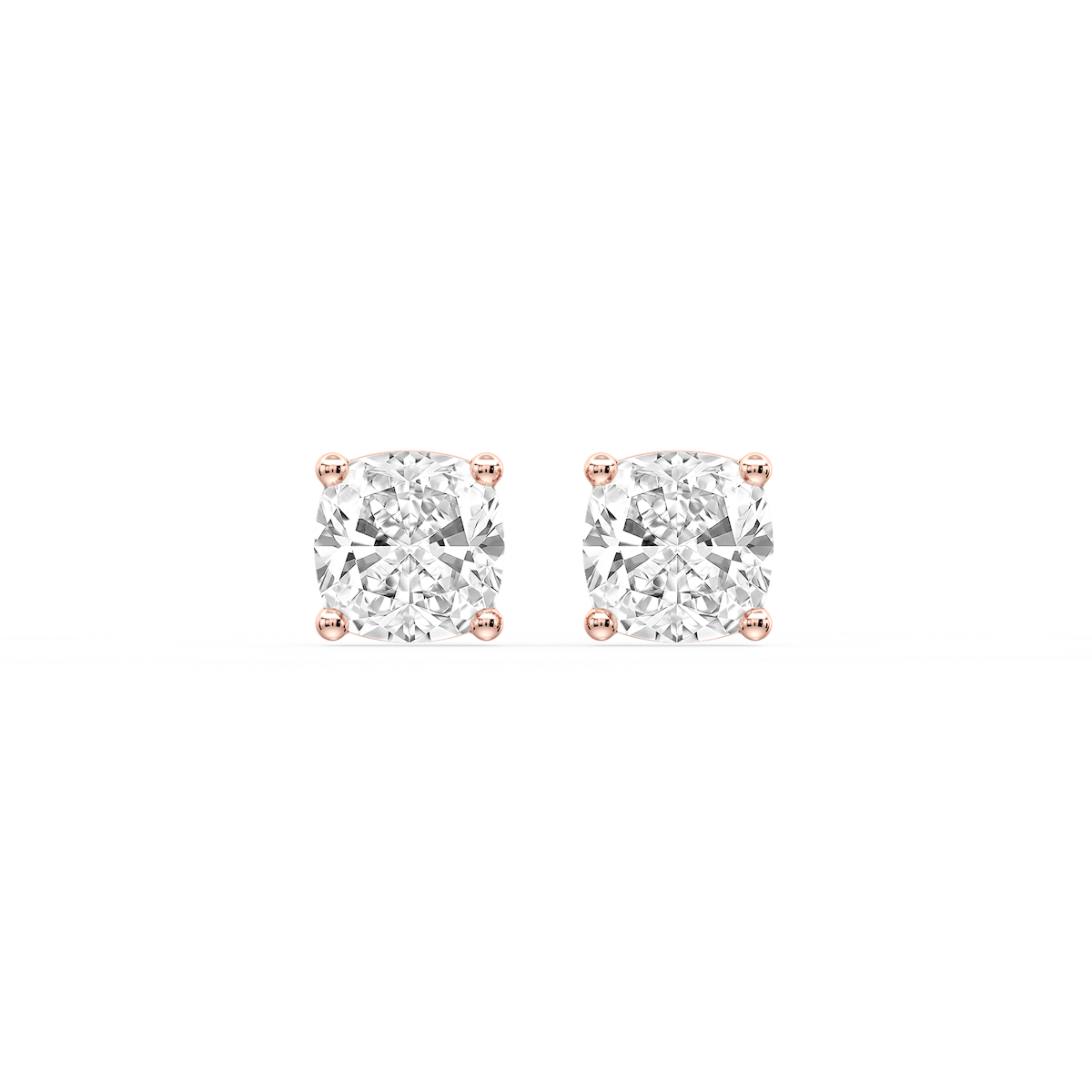Cushion Certified Lab Grown Diamond Classic Four Prong Guardian Back Stud Earrings