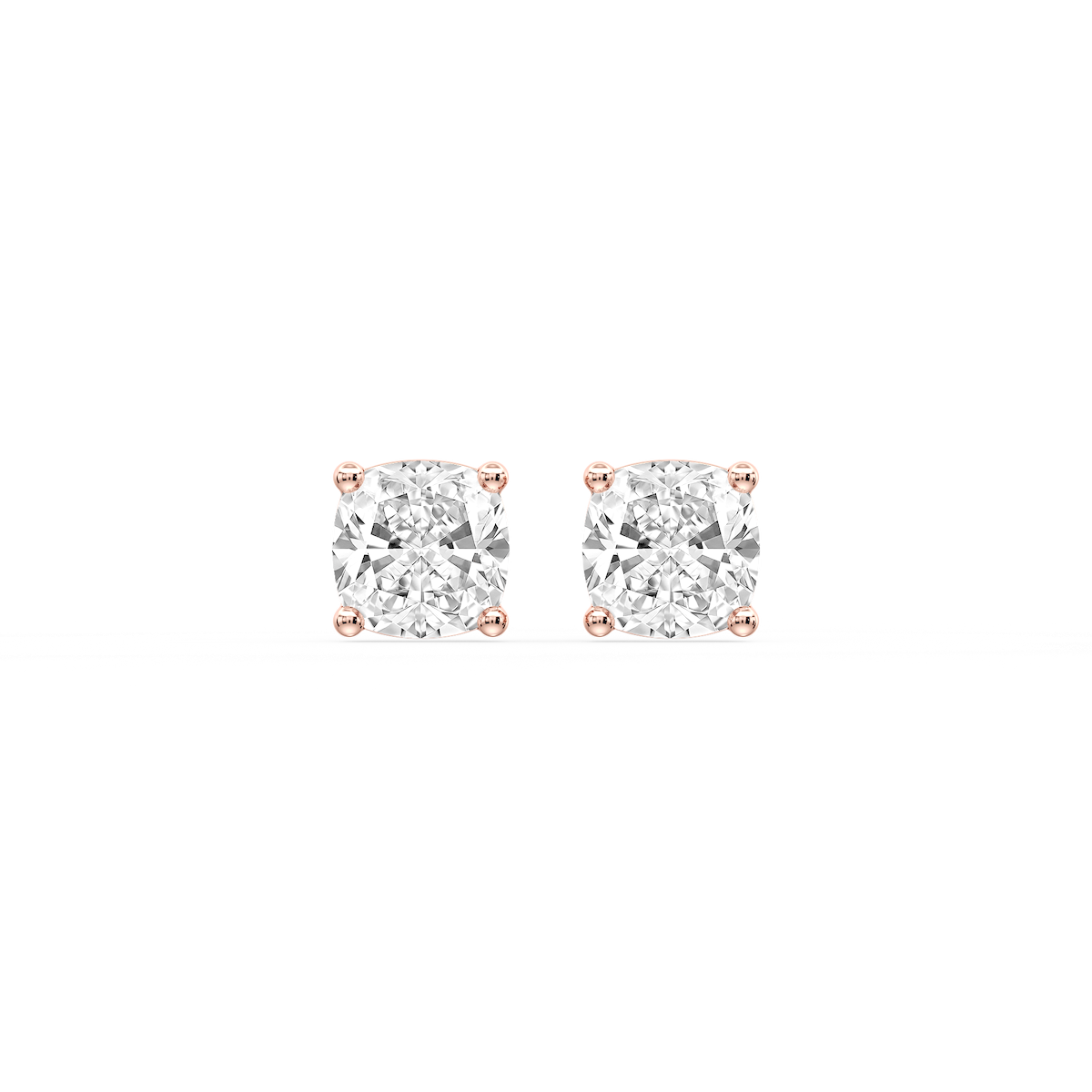 Cushion Certified Lab Grown Diamond Classic Four Prong Guardian Back Stud Earrings