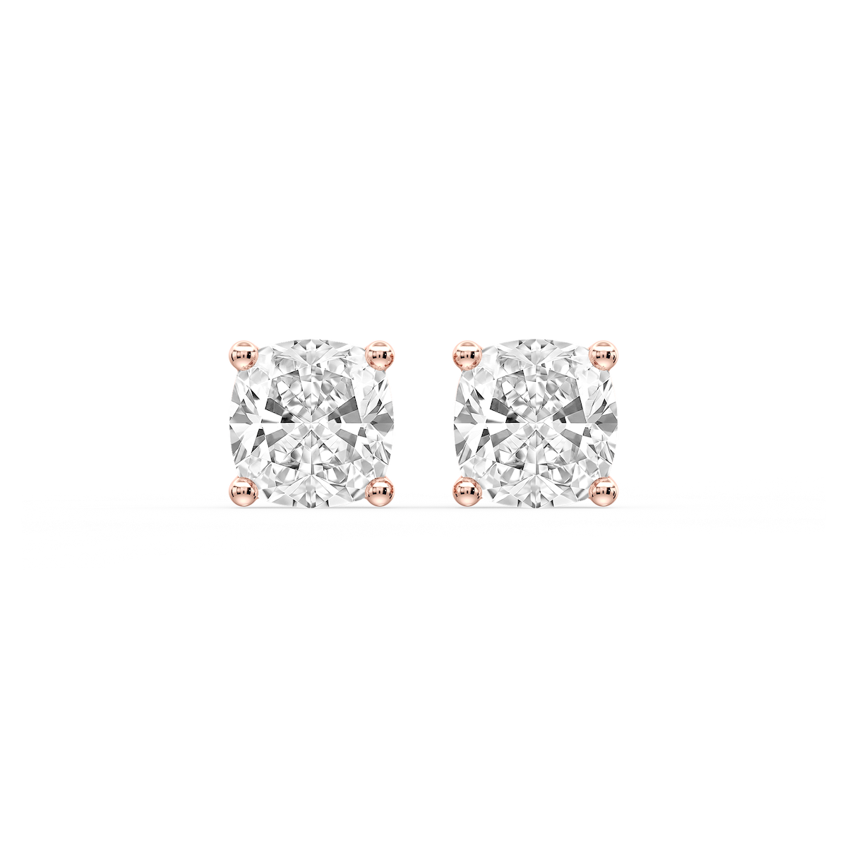 Cushion Certified Lab Grown Diamond Classic Four Prong Guardian Back Stud Earrings