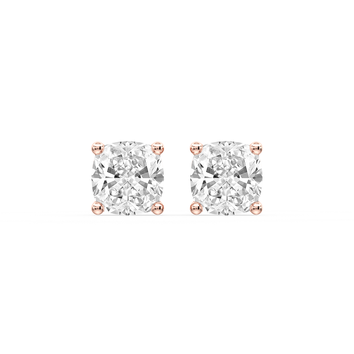 Cushion Certified Lab Grown Diamond Classic Four Prong Guardian Back Stud Earrings
