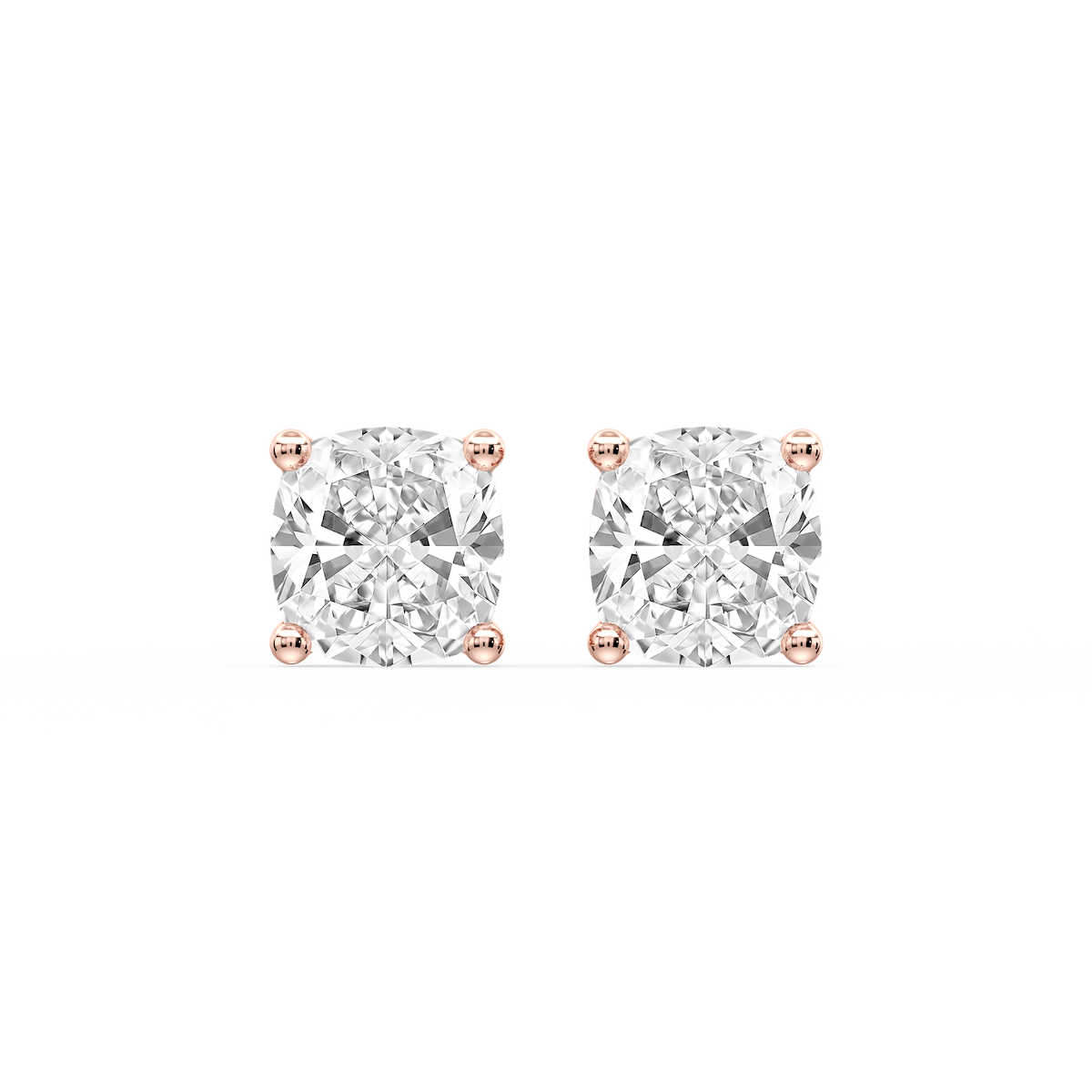 Cushion Certified Lab Grown Diamond Classic Four Prong Guardian Back Stud Earrings