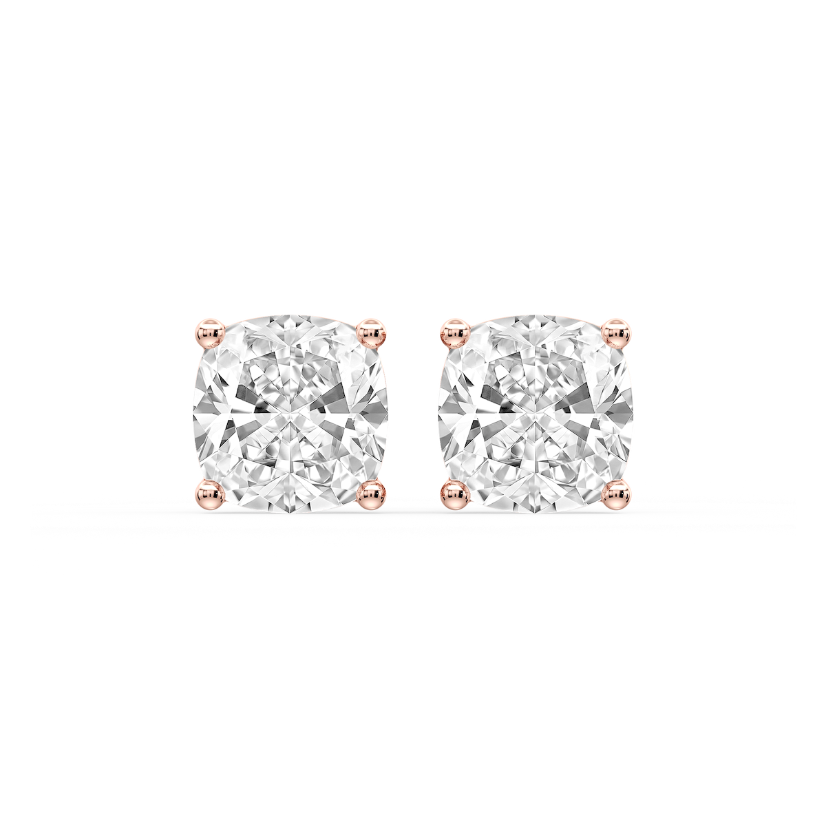 Cushion Certified Lab Grown Diamond Classic Four Prong Guardian Back Stud Earrings