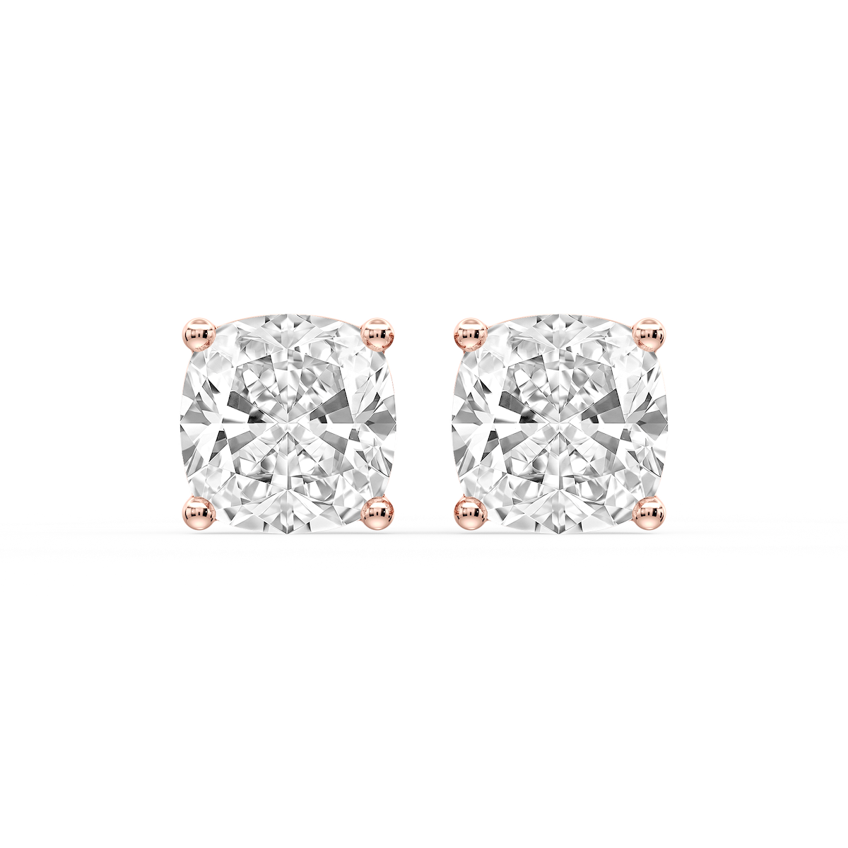 Cushion Certified Lab Grown Diamond Classic Four Prong Guardian Back Stud Earrings