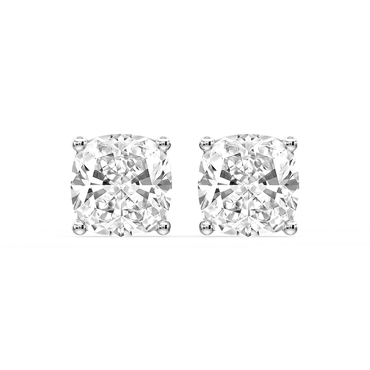 Cushion Certified Lab Grown Diamond Classic Four Prong Guardian Back Stud Earrings