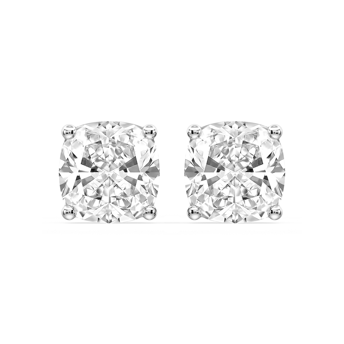 Cushion Certified Lab Grown Diamond Classic Four Prong Guardian Back Stud Earrings