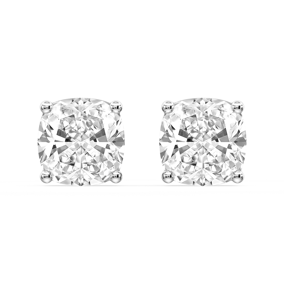 Cushion Certified Lab Grown Diamond Classic Four Prong Guardian Back Stud Earrings