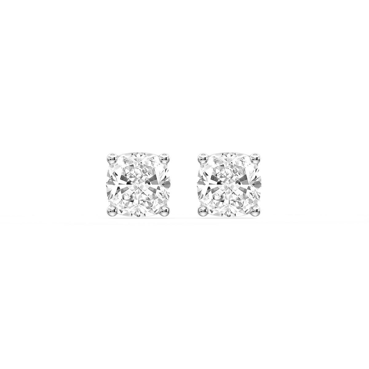 Cushion Certified Lab Grown Diamond Classic Four Prong Guardian Back Stud Earrings