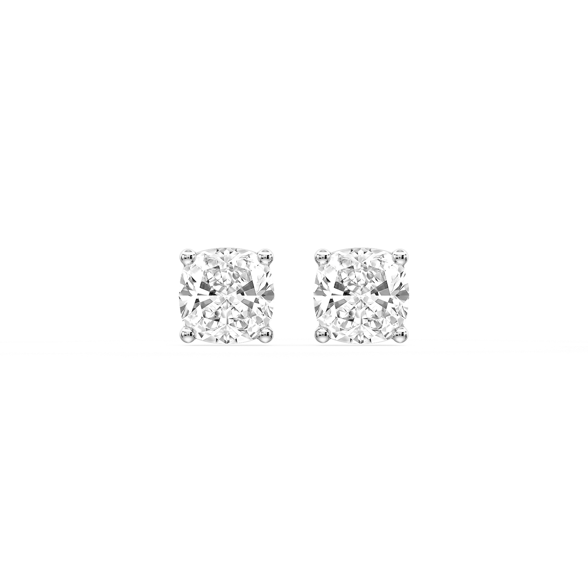 Cushion Certified Lab Grown Diamond Classic Four Prong Guardian Back Stud Earrings