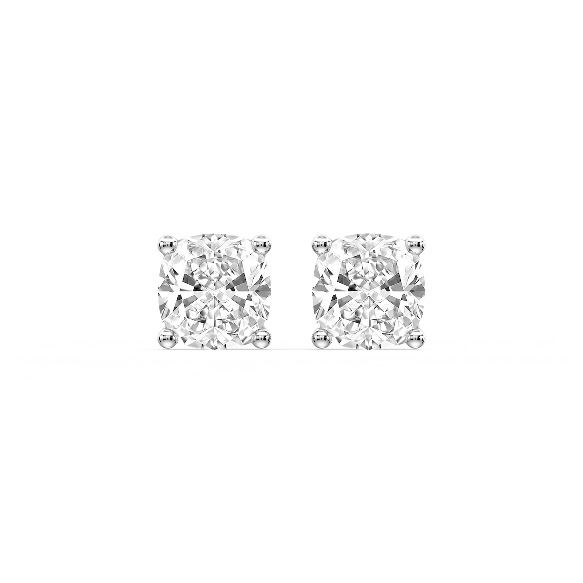 Cushion Certified Lab Grown Diamond Classic Four Prong Guardian Back Stud Earrings