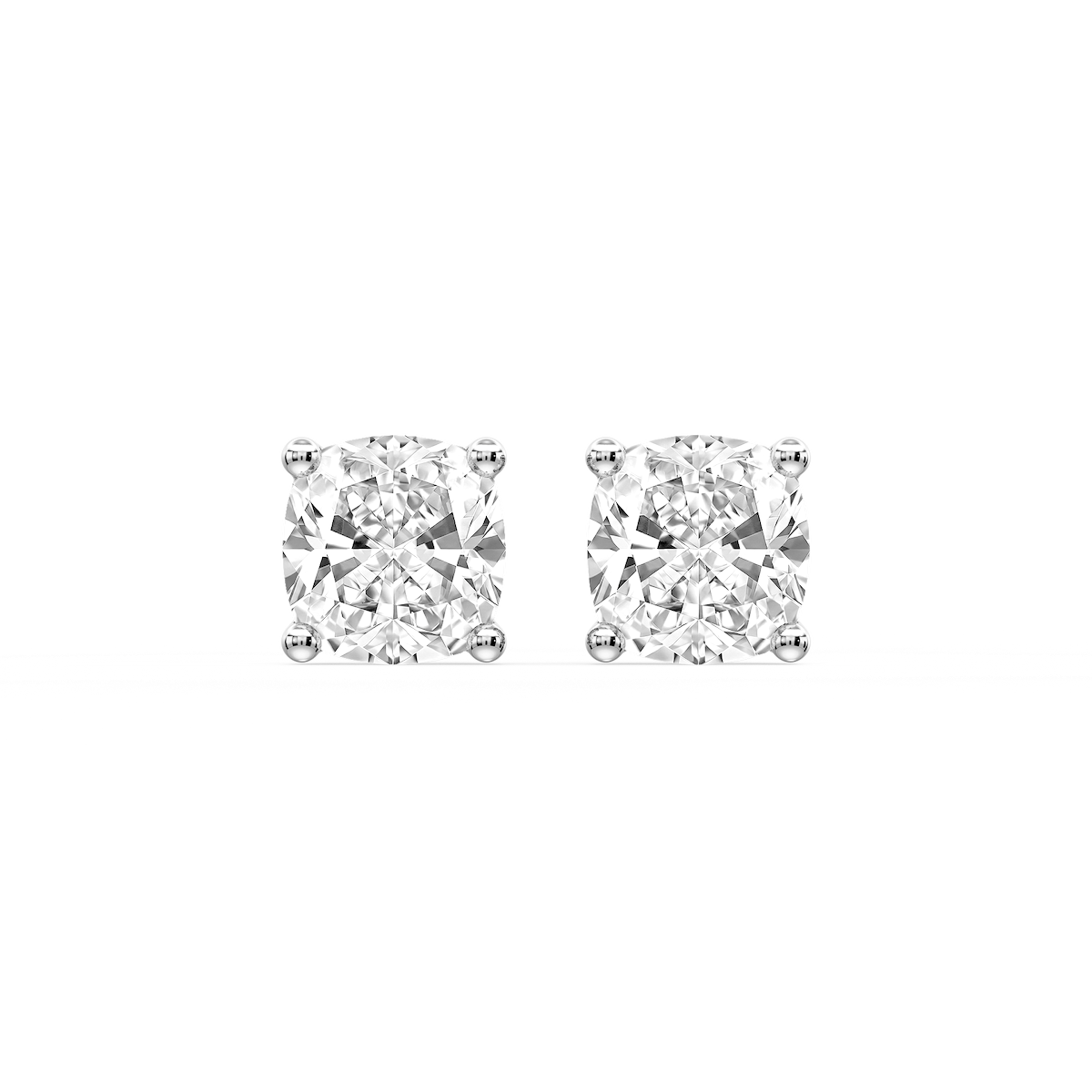 Cushion Certified Lab Grown Diamond Classic Four Prong Guardian Back Stud Earrings