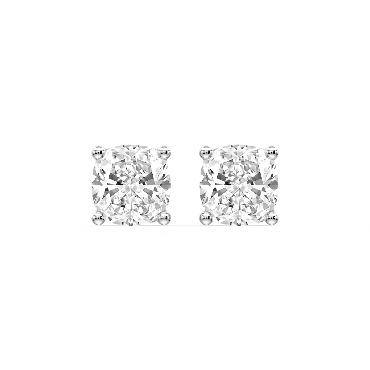 Cushion Certified Lab Grown Diamond Classic Four Prong Guardian Back Stud Earrings