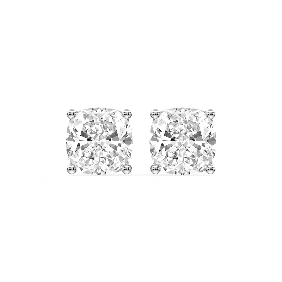 Cushion Certified Lab Grown Diamond Classic Four Prong Guardian Back Stud Earrings
